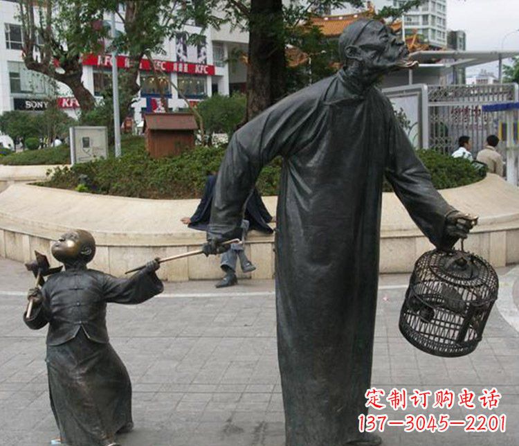 城市街边民俗人物铜雕塑