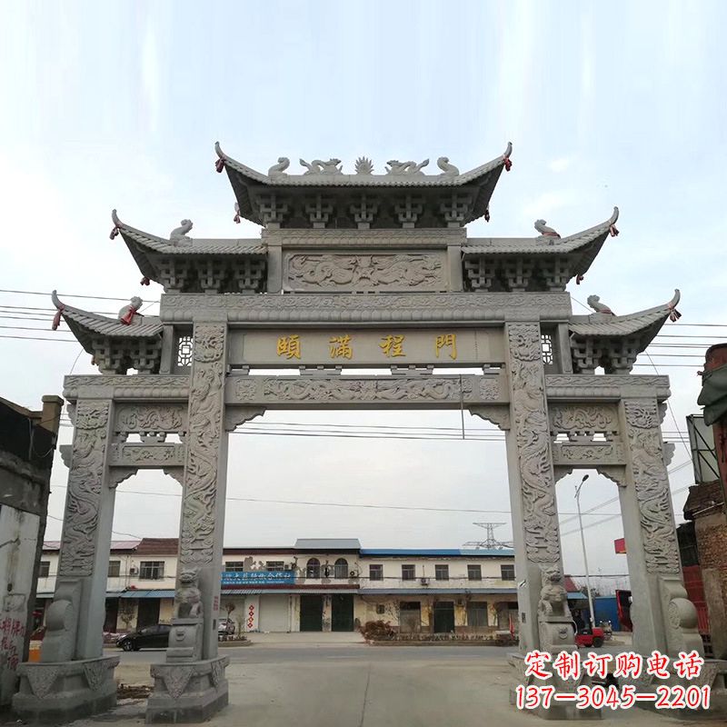 以城市街道为主题的仿古石雕牌楼 以城市街道为主题的仿古石雕牌楼