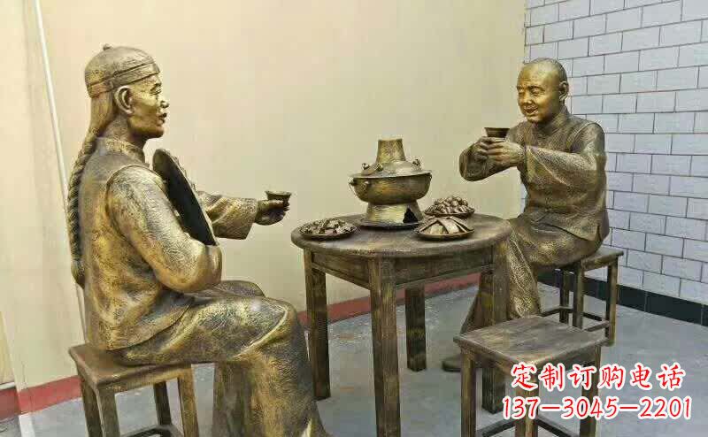 吃饭喝酒人物铜雕
