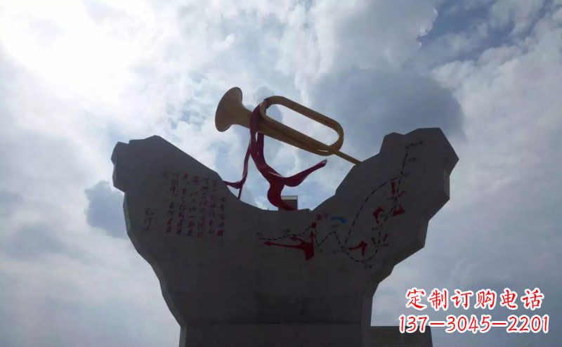 冲锋号雕塑 - 冲锋号/军队/景观/铜雕 冲锋号雕塑 - 冲锋号/军队/景观/铜雕