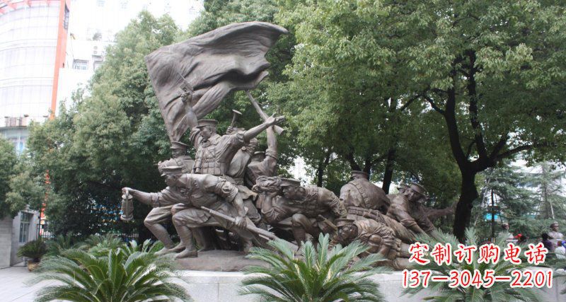 冲锋人物革命战士铜雕 (2)