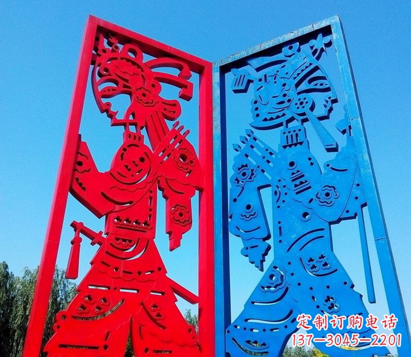 抽象不锈钢皮影戏摆件