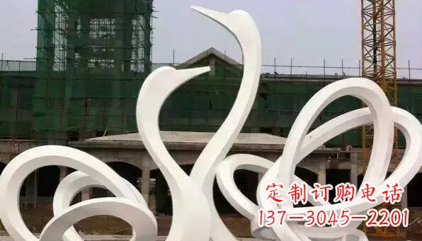 抽象不锈钢天鹅雕塑 (2)