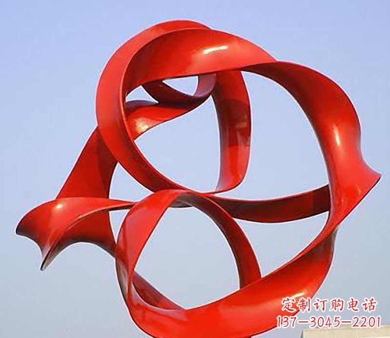 抽象彩带雕塑不锈钢