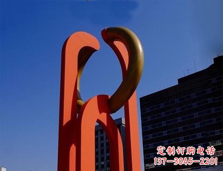 抽象创意红色景观不-锈-钢-雕-塑-