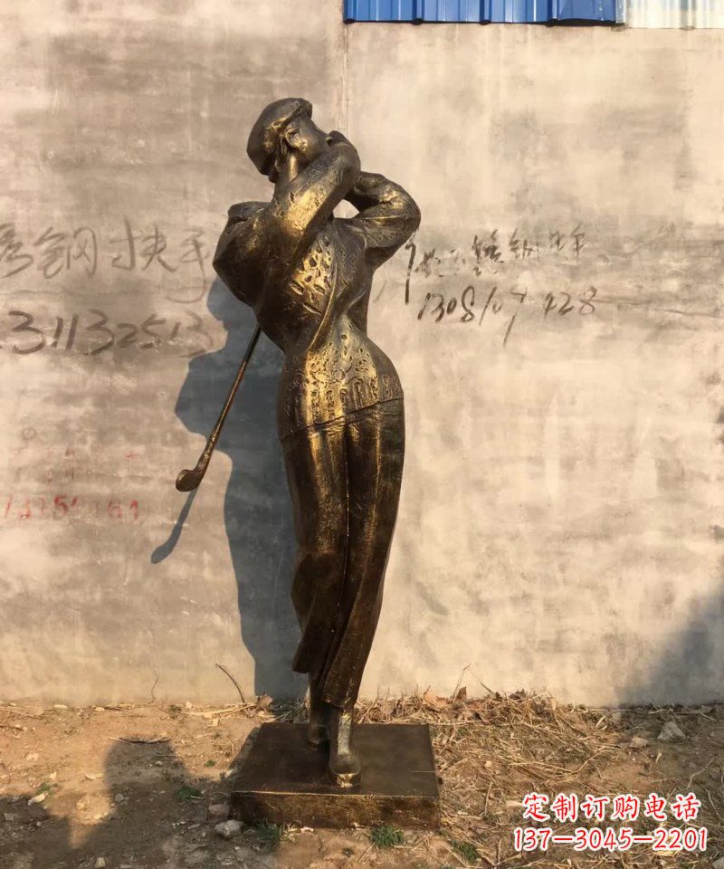 抽象打高尔夫球人物铜雕 (2)