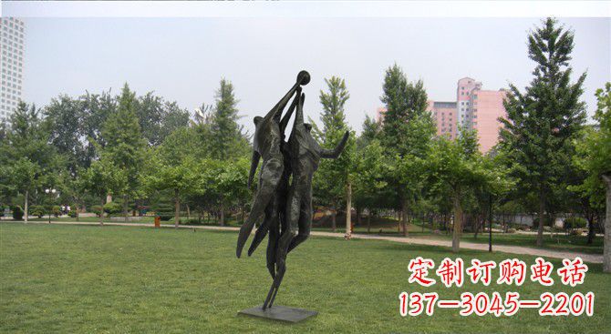 抽象打篮球人物铜雕