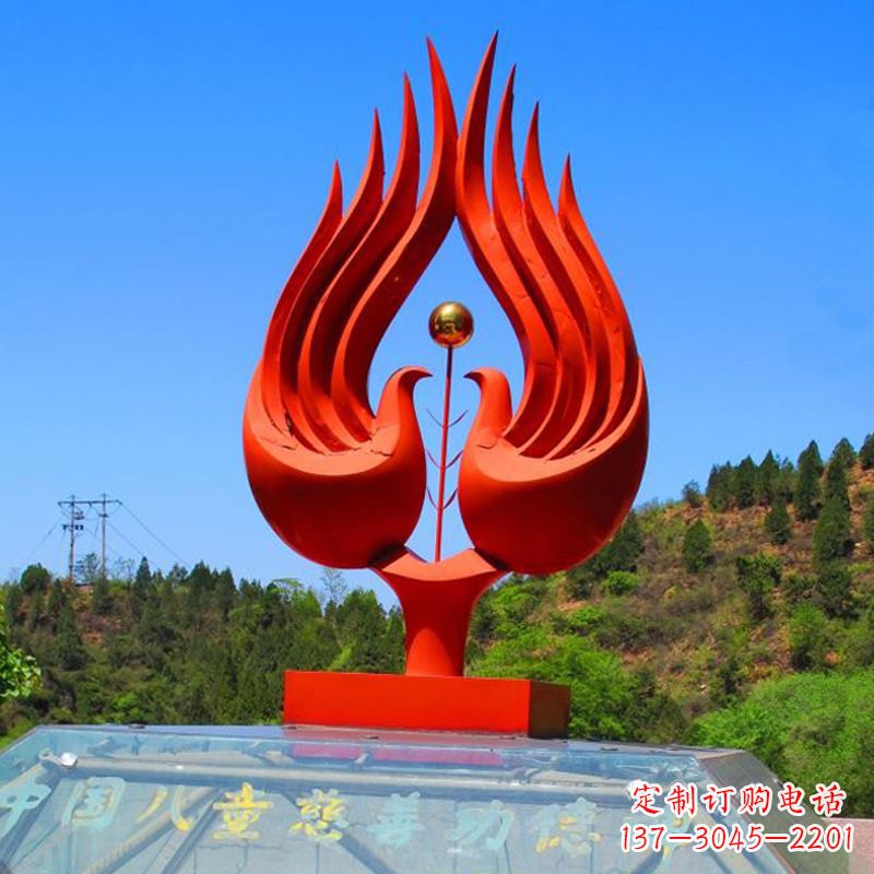 抽象凤凰公园不-锈-钢-雕-塑--景区园林景观神兽标识雕塑