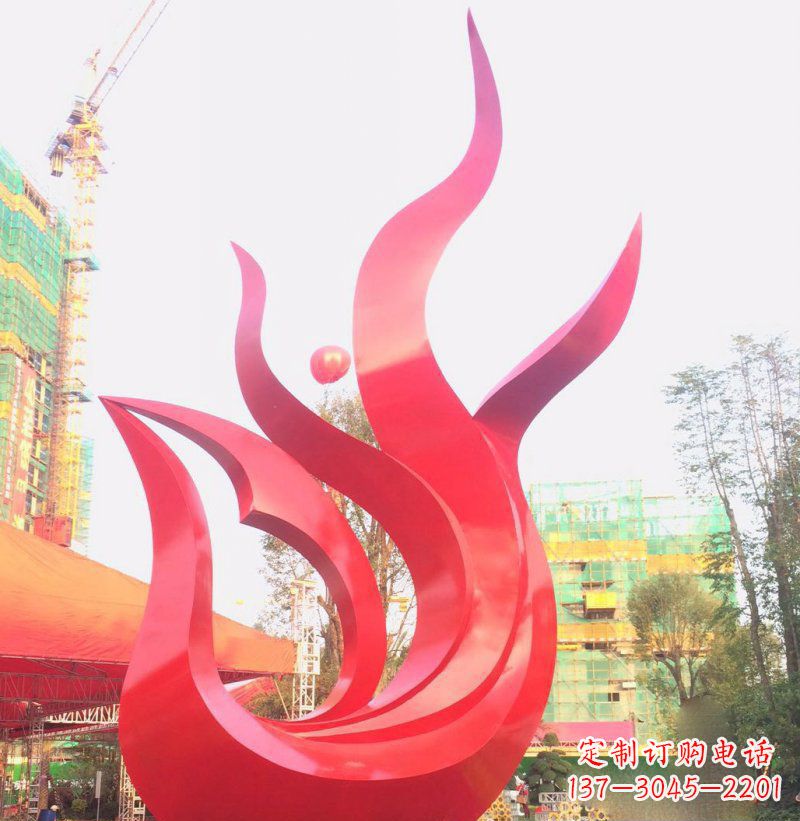 抽象凤凰广场不-锈-钢-雕-塑-