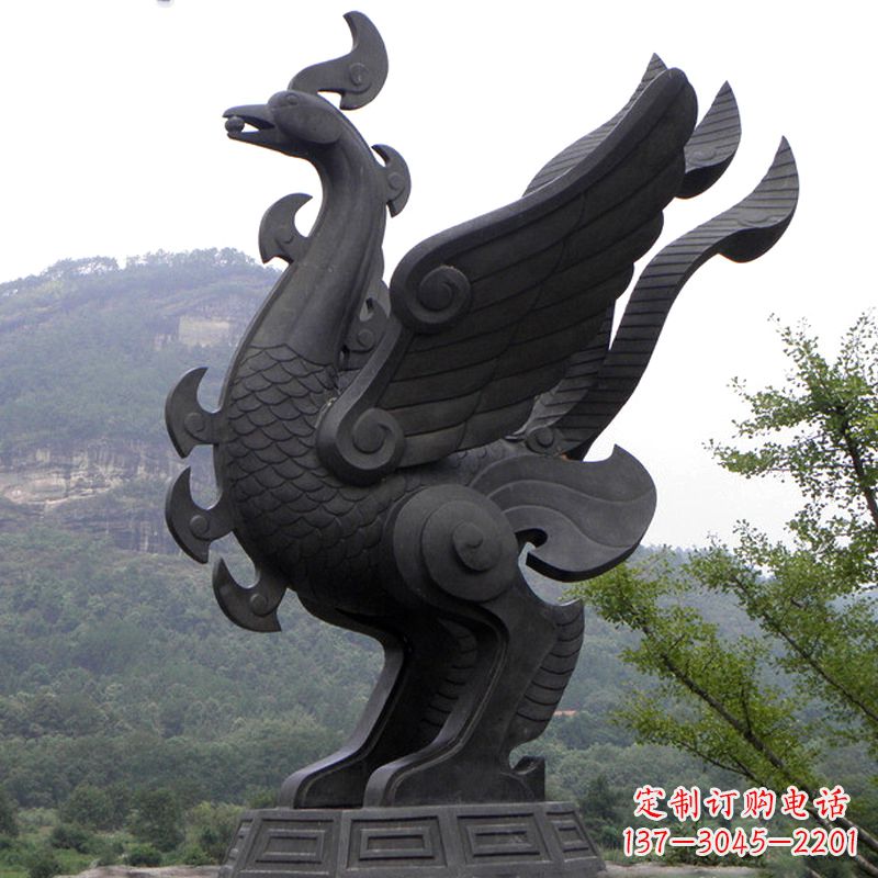 抽象凤凰铜雕-景区景点上古神兽动物景观雕塑