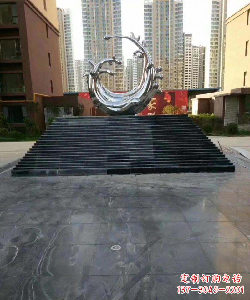 抽象海浪不-锈-钢-雕-塑-