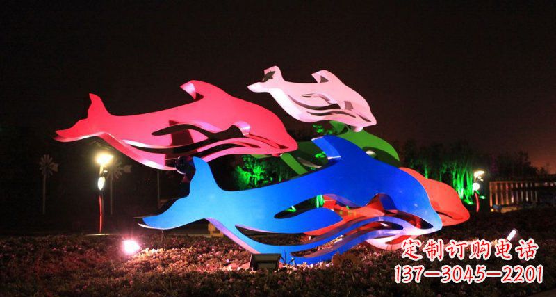 抽象海豚公园不-锈-钢-雕-塑-
