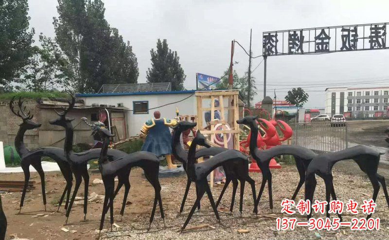 抽象几何鹿铜雕 (2)