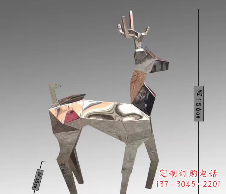 抽象几何鹿不-锈-钢-雕-塑-