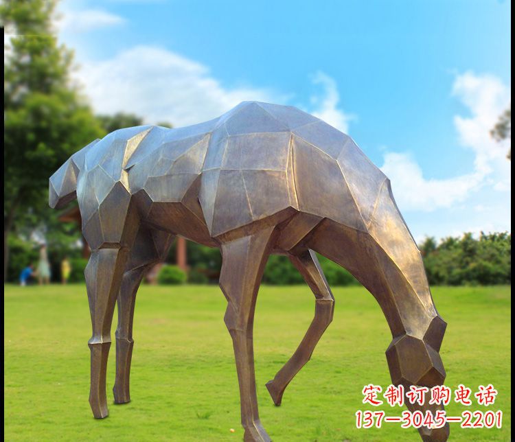 抽象几何鹿铜雕