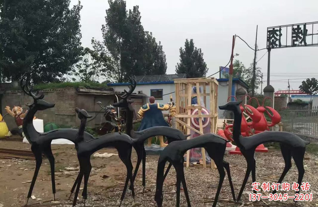 抽象几何鹿铜雕112