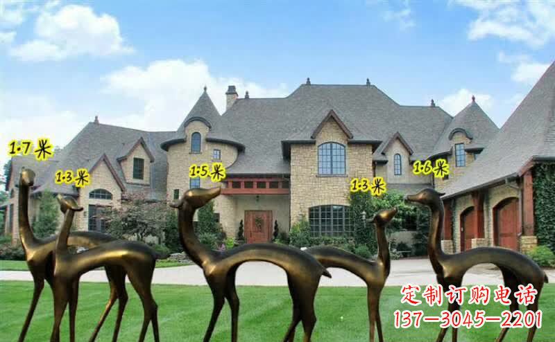 抽象几何鹿铜雕 (3)