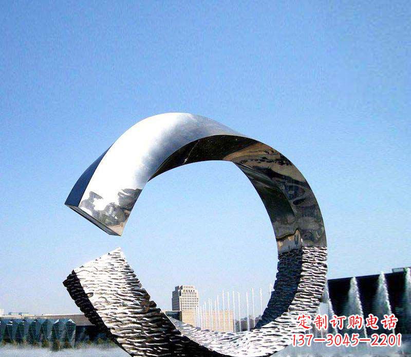 抽象镜面圆环不-锈-钢-雕-塑-
