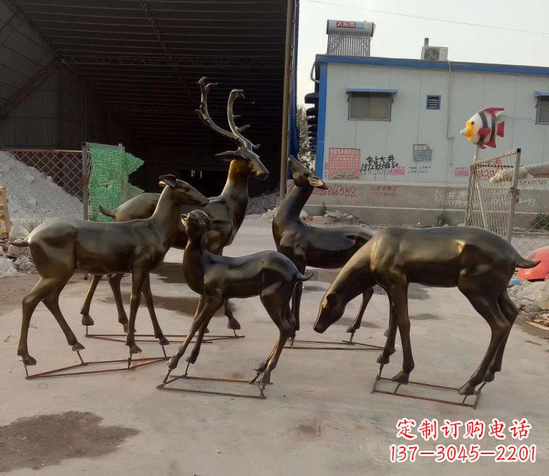 抽象鹿群铜雕
