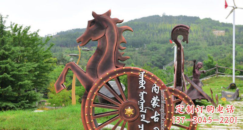 抽象马车不锈钢标志雕塑