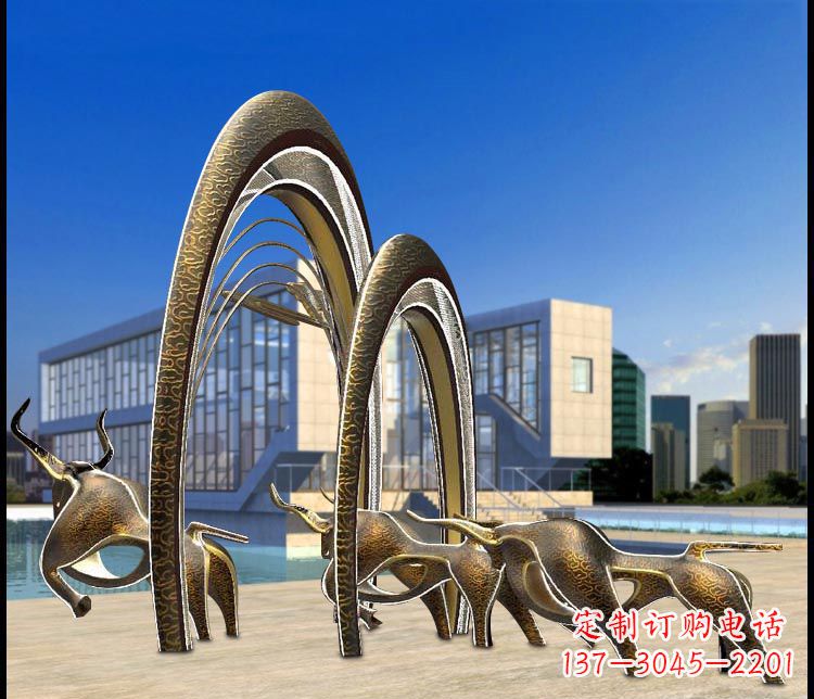 抽象/牛和/拱门/铜雕-抽象牛和拱门铜雕 抽象/牛和/拱门/铜雕-抽象牛和拱门铜雕