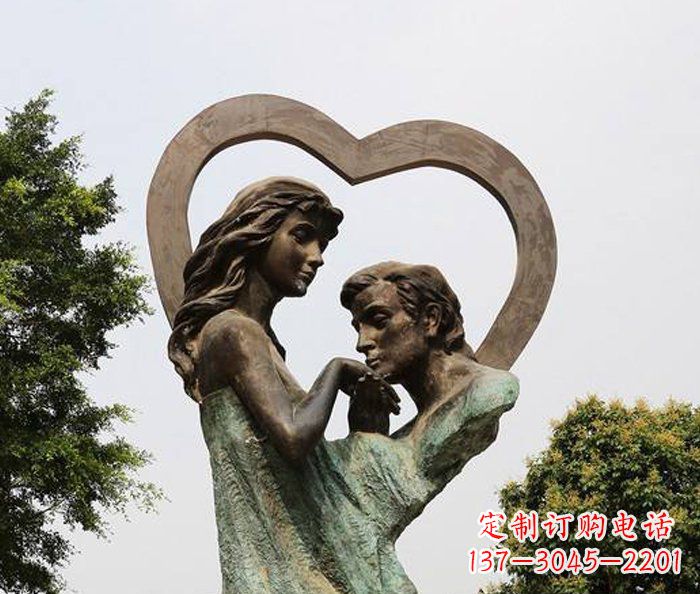 抽象情侣心形铜雕