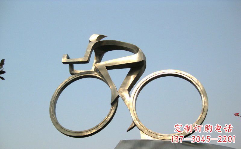 抽象人物骑车不锈钢景观雕塑