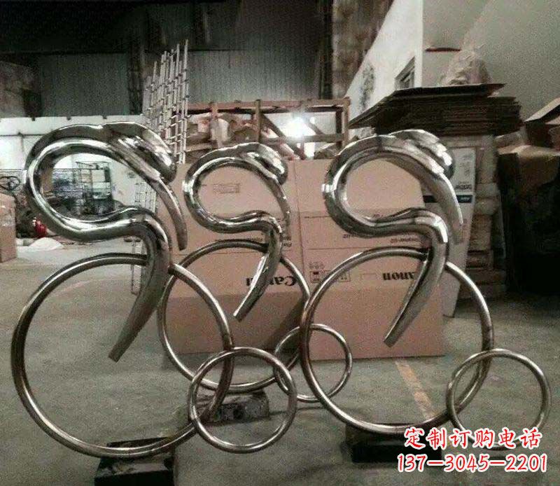 抽象人物赛车不锈钢公园雕塑