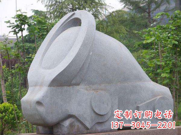 抽象石雕牛-抽象生肖牛动物景观雕塑