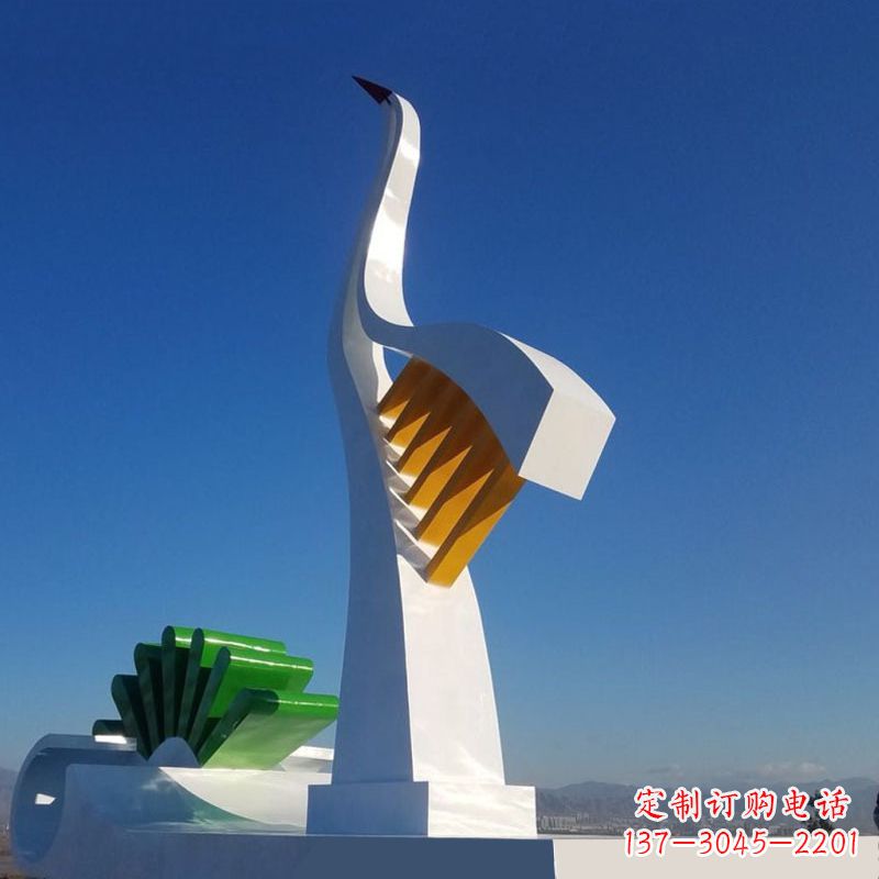 抽象仙鹤不锈钢景观雕塑