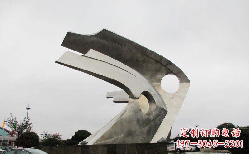 抽象鱼广场不-锈-钢-雕-塑-