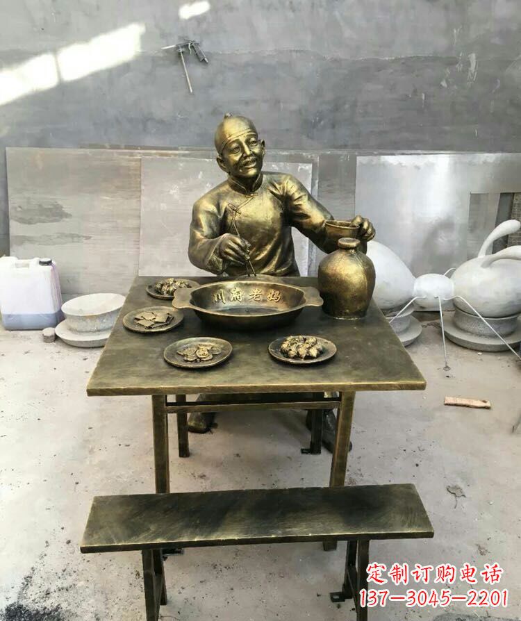 川府老妈饭馆街边小吃景观铜雕摆件