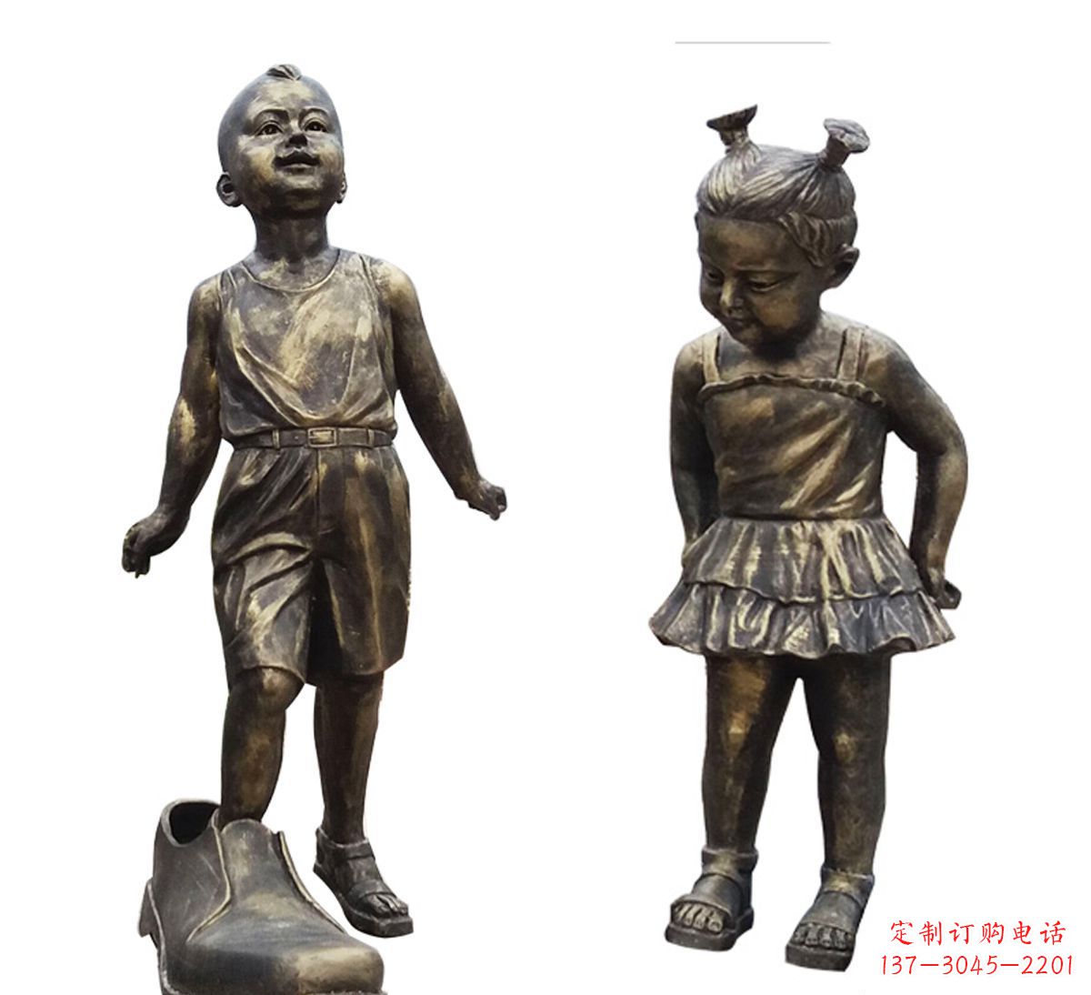 儿童/小品/铜雕-穿大鞋的儿童小品铜雕 儿童/小品/铜雕-穿大鞋的儿童小品铜雕