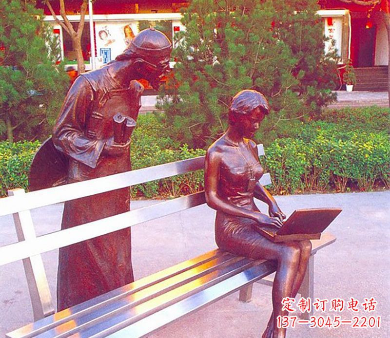 穿越街边景观铜雕