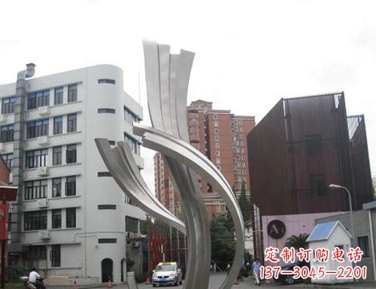 创意丝带校园景观不-锈-钢-雕-塑-