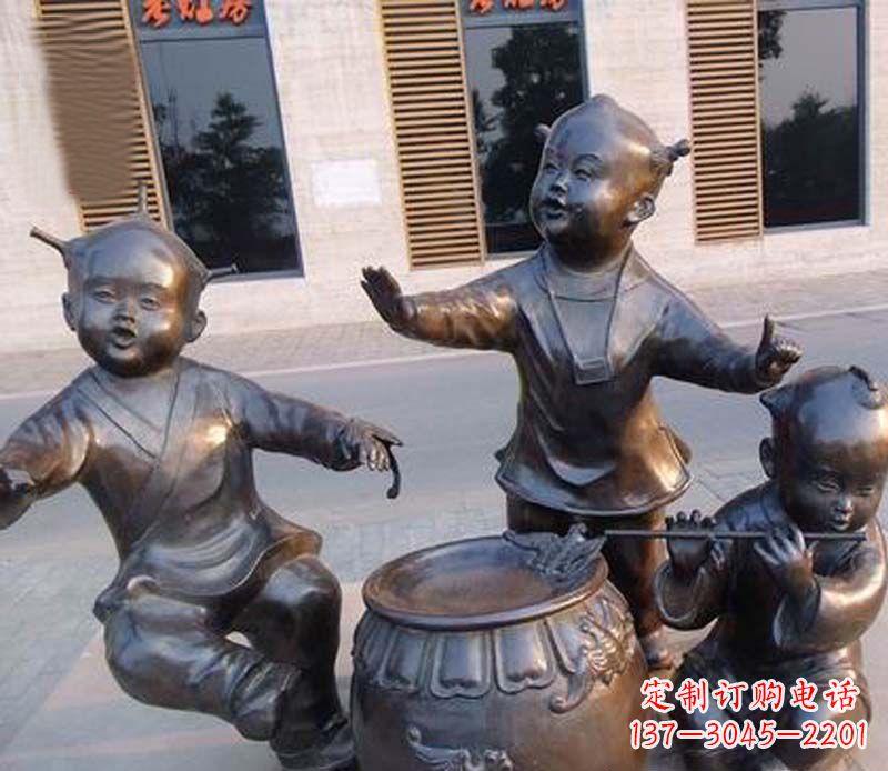笛子/跳舞/儿童/铜雕-吹笛子跳舞的儿童铜雕 笛子/跳舞/儿童/铜雕-吹笛子跳舞的儿童铜雕