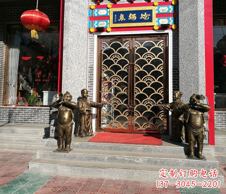 吹唢呐酒店婚庆门口景观铜雕摆件