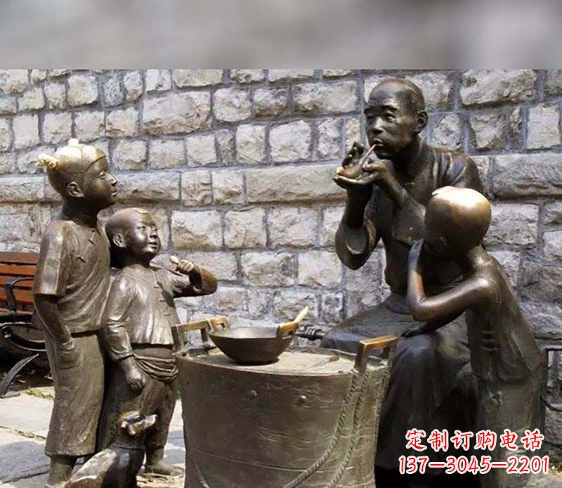 吹糖人广场小品人物铜雕