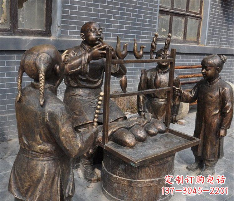 吹糖人街边小品铜雕雕塑