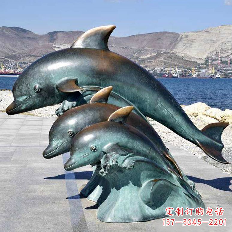 纯铜海豚动物雕塑