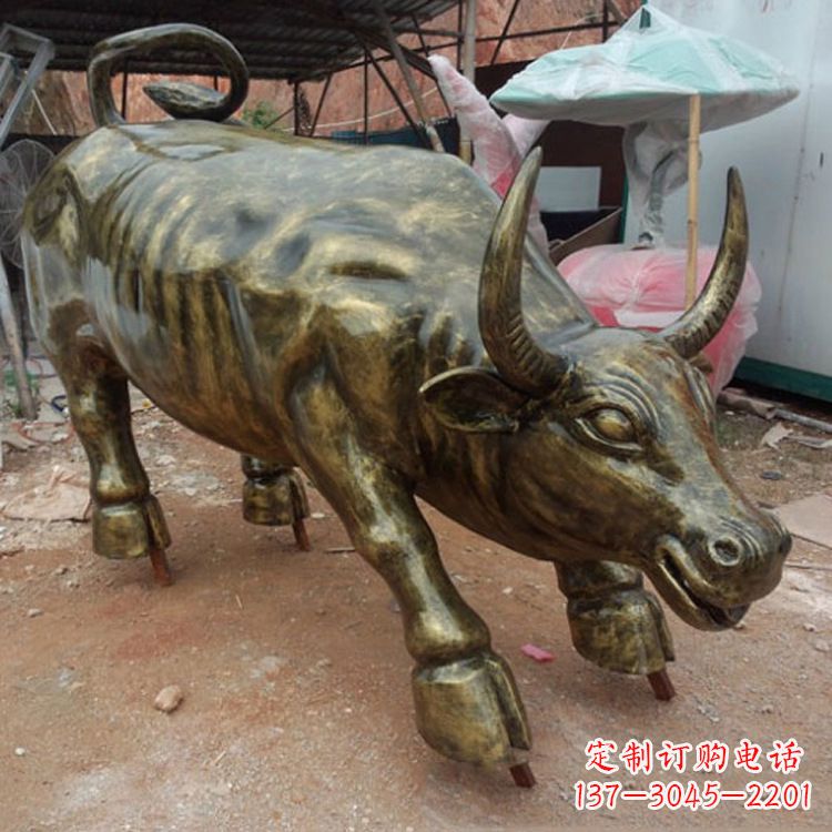 纯铜华尔街牛雕塑