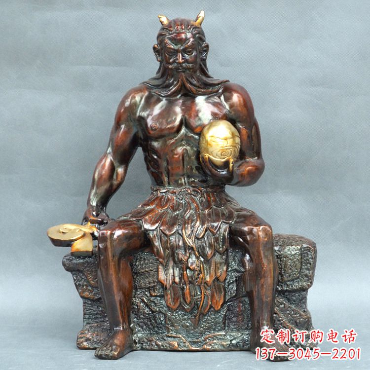 纯铜神农大帝坐姿雕塑像