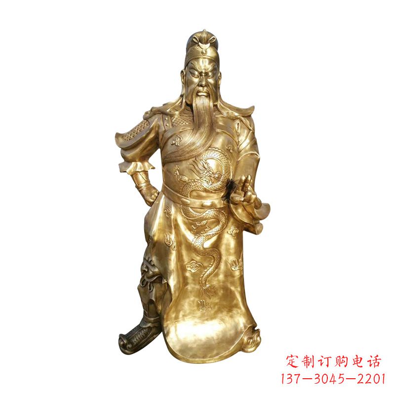 纯铜三国名将武圣关羽雕塑摆件