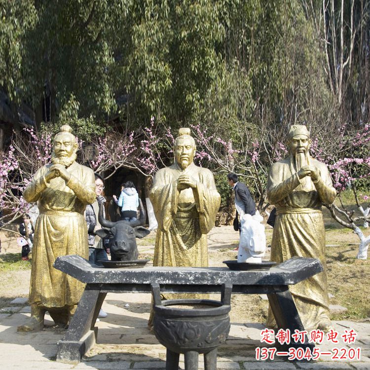 纯铜桃园三结义雕塑