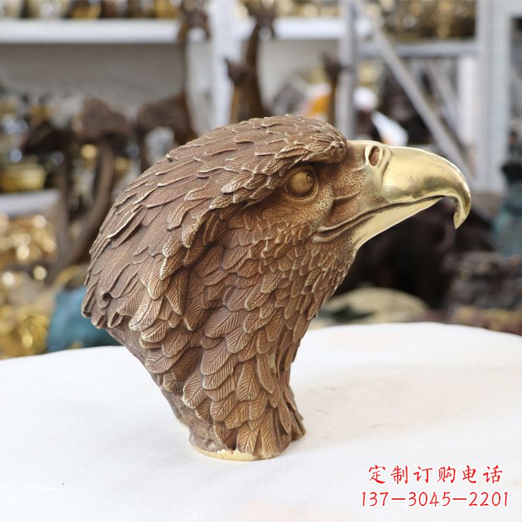 纯铜招财鹰头雕塑摆件