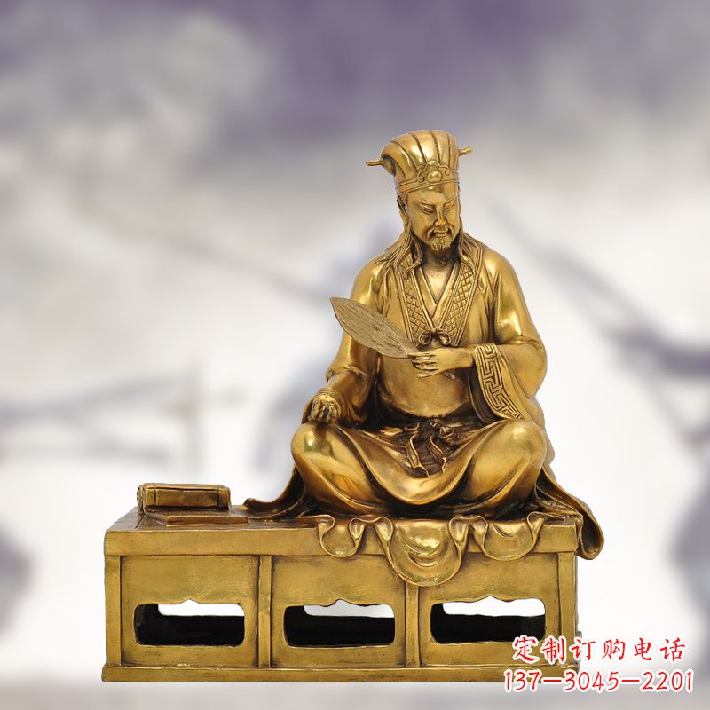 纯铜诸葛亮雕塑象征中国智慧 纯铜诸葛亮雕塑象征中国智慧