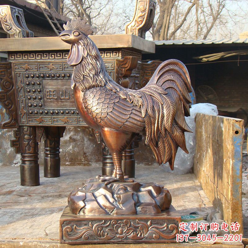 纯铜铸造生肖鸡雕塑摆件