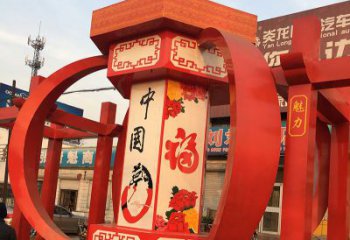 城市之光不锈钢中国梦灯笼雕塑