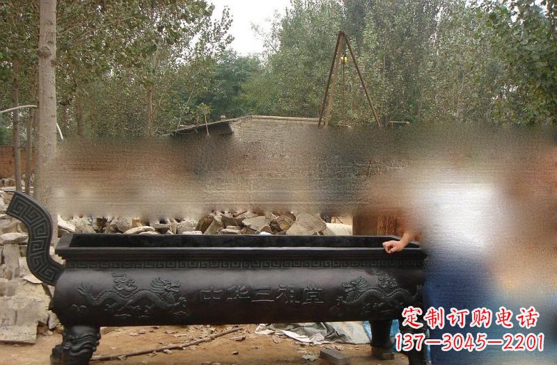 祠堂方形香炉铜雕