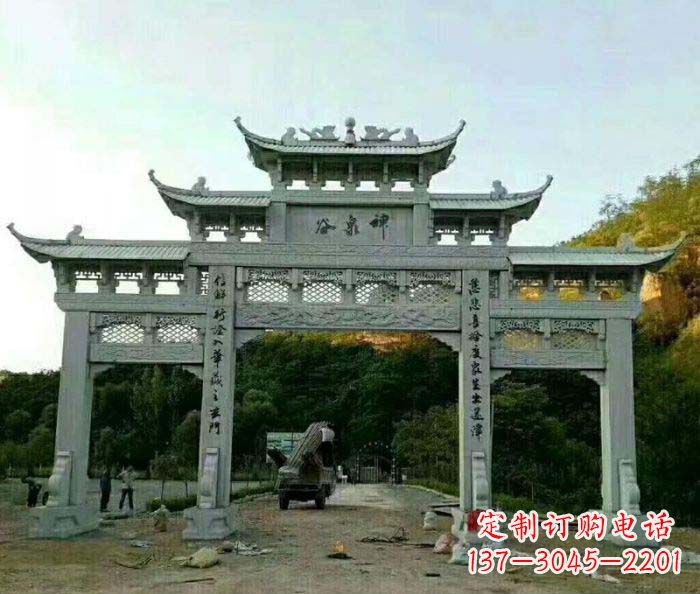 村口三门石雕牌楼 (5)